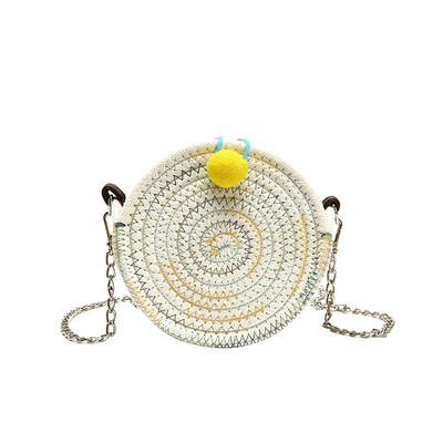 

Tailored Woman 2019 New Fashion Woven Bag Shoulder Portable Messenger Bag Small Round Bag