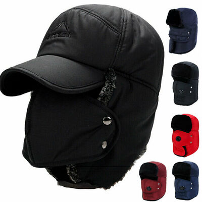 

Mens Women Winter Aviator Trooper Earflap Warm Russian Ski Hat Waterproof Cap