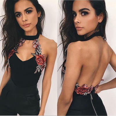 

Sexy Women V Neck Bodycon Bandage Sleeveless Bodysuit Jumpsuit Short Romper Tops