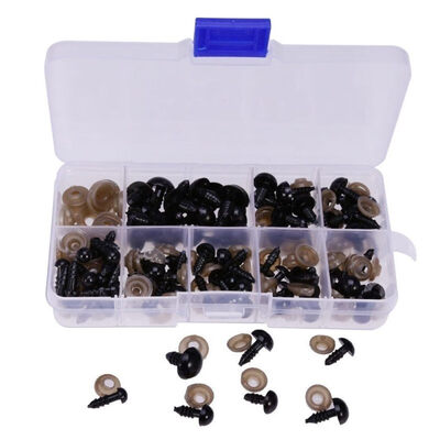 

100pcs 6mm8mm9mm10mm12mm DIY Plastic Safety Eyes&100pcs Washers Dolls Toys Accessories Animal Making Craft Eyes