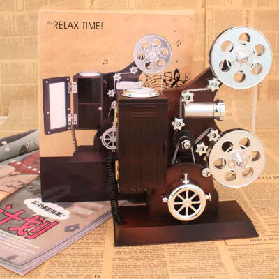 

Greensen Vintage Film Projector Music Box Jewelry Music Box with Make-Up Mirror