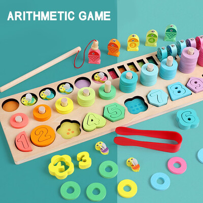 

YIWULAChildrens Wooden Toys Digital Matching Fishing Board Toys Childrens