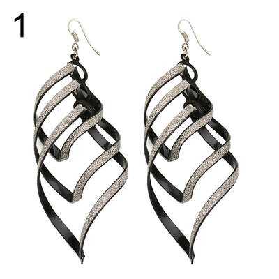 

Female Sequins Spiral Pendant Hook Earrings Long Wave Dangle Wedding Jewelry