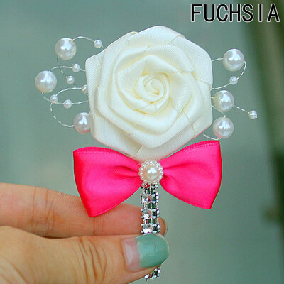 

Corsage Flowers Wrist Buttonhole Womens Brooch Bridal Brooches Roses Beads Prom