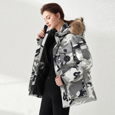 

Roseonmyhand Women Winter Large Size Long Casual Down Jacket Faux Collar Loose Thick Coat