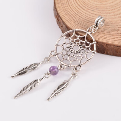

Antique Silver Alloy Amethyst European Dangle Beads 84mm Hole 45mm