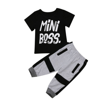 

Toddler Kids Boys Summer T-shirt Tops Long Pants Outfits Set Clothes