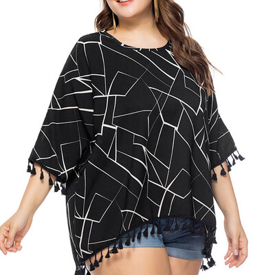 

Roseonmyhand Women Swimsuit Beach Cover Up Shirt Plus Size Bathing Suit Pinted Blouse Tops