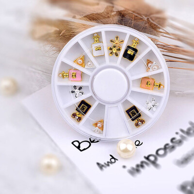 

Toponeto 19 Pcs 3 Styles 3D Nail Art DIY Perfume Decoration Alloy Pearl Jewelry Wheel