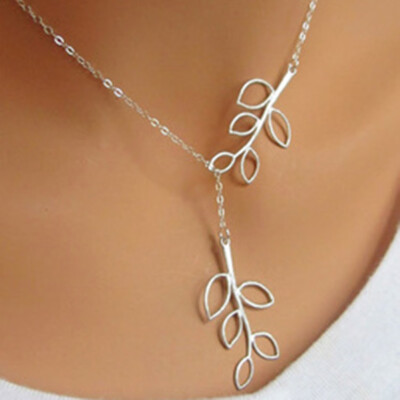 

New Fashion Silver Leaf Cross Pendant Necklace Silver Color Simple Bar Necklace For Women Gift