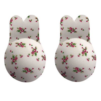 

Toponeto Women Floret Print Rabbit Ears Breast Cups Reusable Nipple Covers Invisible Bra