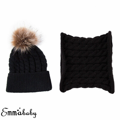 

Toddler Kids Baby Boy Girls Winter Warm Pom Bobble Hat Knit Beanie Cap Scarf Set