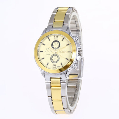 

Wish explosion room gold ladies steel belt watch upper&lower two-eye alloy quartz watch factory direct sales