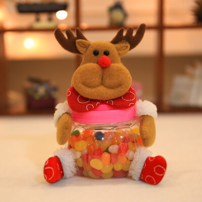 

〖Follure〗Christmas Candy Jar Santa Claus Elk Snowman Transparent Jar Table Decoration