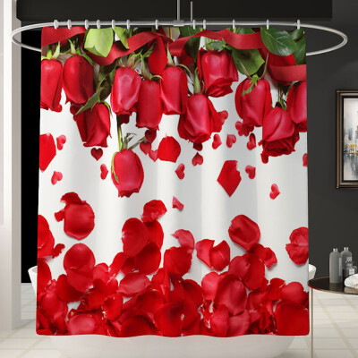 

〖Follure〗Flowers Shower Curtain Floor Mat Four-piece Bathroom Mat Set