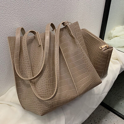 

Female 2019 new Korean version of simple handbag shoulder large fashion texture shopping bag mother bag