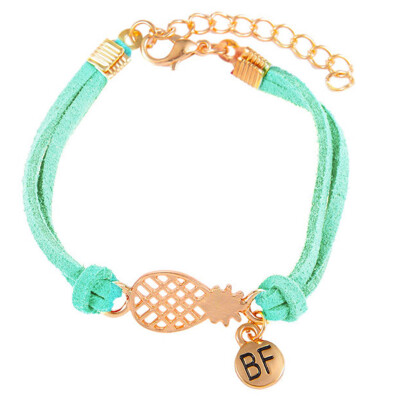 

Fashion Cute Hollow Pineapple Letter BF Double Layer Bracelet Korean Velvet Fruit Hand Jewellery Unisex Pair Bracelet Hot Gift
