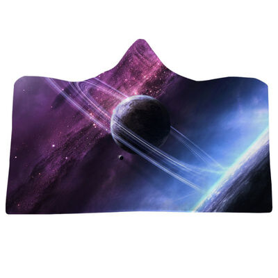 

Universe Galaxy Print Soft Fluffy Wearable Blankets Nebula Hooded Throw Wrap Robe For Adults & Kids Home Bedding