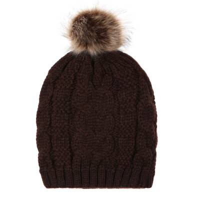 

Tailored Adult Women Keep Warm Winter Fur Ball Knitted Wool Beanie Hemming Hat Cap