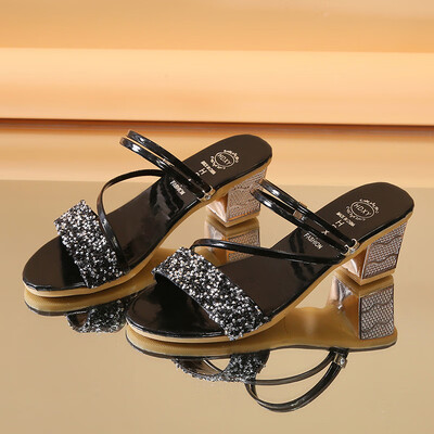

Fish-mouth sandals womens thick&thin heel fairy wind womens high heels 2019 summer new womens shoes fashion Joker