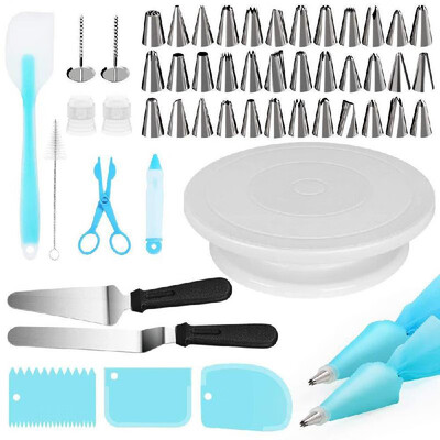 

52Pcs Multi-function Cake Decorating Kit Cake Turntable Set Pastry Tube Fondant Tool Kitchen Dessert Baking Pastry Supplies