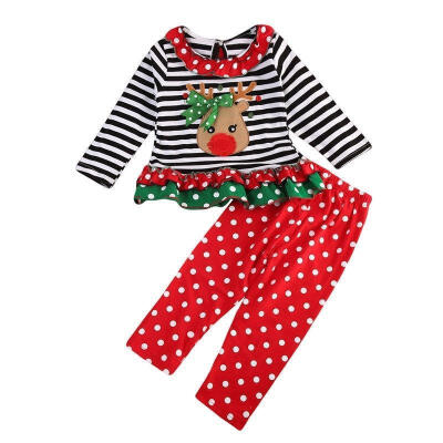 

Christmas 2pcs Kids Baby Girls Clothes Xmas Deer Long Sleeve T-shirt Tops Leggings Cute Outfit