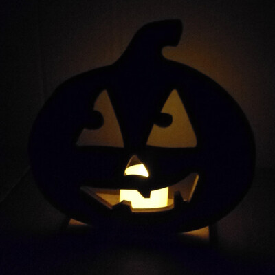 

Gobestart Halloween DIY Wooden Candle Light Vintage Halloween Party LED Decorative Lamp