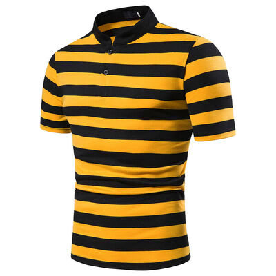 

Mens Short Sleeve Summer Stripe Collar Shirts Casual Slim Fit Dress Shirt Top