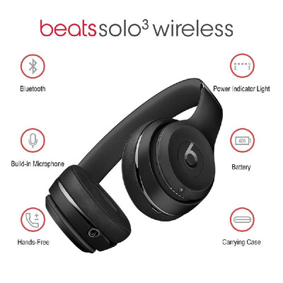 

Beats Solo3 Wireless Bluetooth Headphones On Ear Gaming Headset Music Earphone Hands-free with Mic