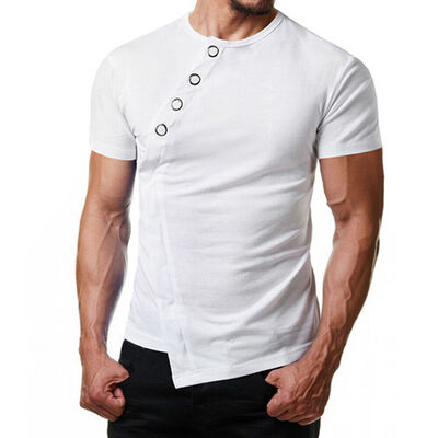 

Mens T Shirt Slim Fit Casual T-shirt Tops Summer Clothes Bodybuilding Muscle Tee
