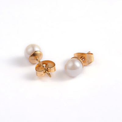 

304 Stainless Steel Acrylic Bead Ball Ear Stud Golden 6mm Pin 08mm