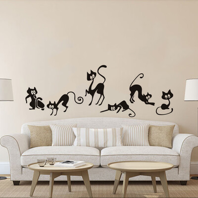 

〖Follure〗Six Cat animal Family Room Window Wall Mural Decorative Decal Detachable