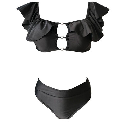 

Saidsome Womens Two Piece Ruffles Sexy Split Swimsuit Bikini Swimsuit Beachwear