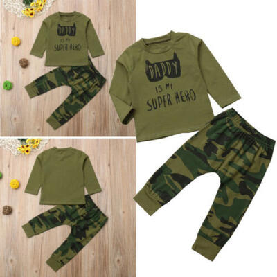 

Newborn Infant Baby Boys Clothes Camo Sweatshirt Top Pants Tracksuit Outfits Set