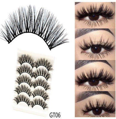 

Gobestart 3D Imitation Water Mane Stereo Fiber False Eyelashes Long Thick Eyelashes 5Pairs