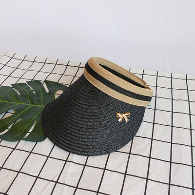 

Korean version of butterfly knot straw hat sunshade top duck tongue cap summer sun protection beach hat women summer leisure