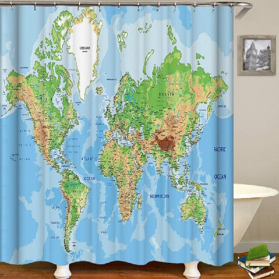 

Shower Curtain Simple Style Printed Blackout Curtains Waterproof Mildew-proof Bathroom Curtain 71"x71"