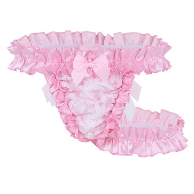 

Mens Sexy Lingerie Ruffled Knickers Bulge Pouch Thongs Underpants Elastic Briefs