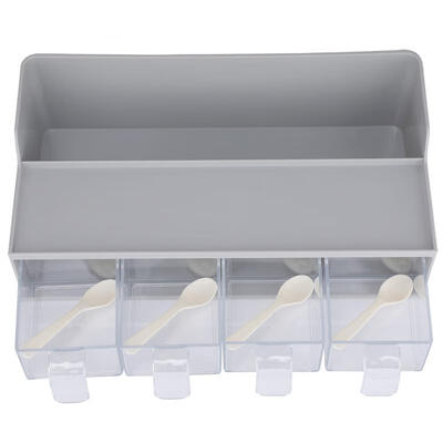 

Greensen Clear Seasoning Box Condiment Storage Containers 4 Pcs Acrylic Spice Jars Dispenser Gray