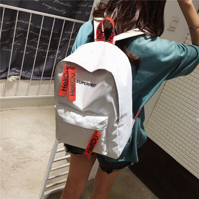 

2018 New Style Fashion Girl Boy Canvas Leather Travel Backpack Letter Zipper Rucksack Laptop School Bag