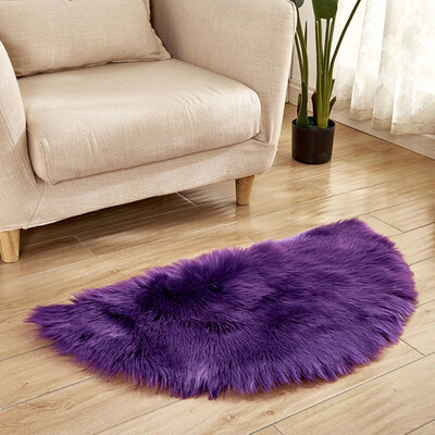 

Gobestart Wool Imitation Sheepskin Rugs Faux Fur Non Slip Bedroom Shaggy Carpet Mats