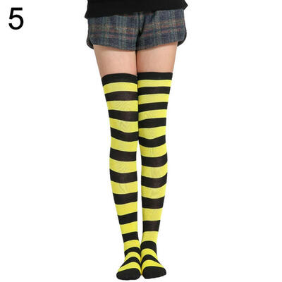 

Autumn Winter Women Striped Thigh High Elastic Warm Over the Knee Long Socks