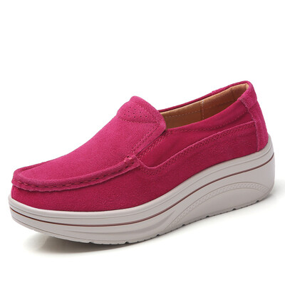 

LZJ 2019 Spring women flats shoes platform sneakers shoes leather suede casual shoes slip on flats heels creepers moccasins 3088