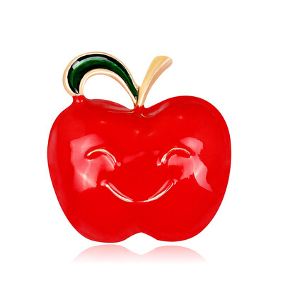 

1Pcs New Vivid Green Red Enamel Apple Brooch Carton Fruit Ginkgo Biloba Alloy Brooches Corsage For Women Scarf Pin Men Jewelry