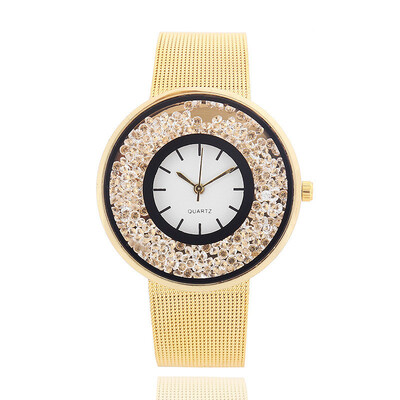 

Simple fashion trend alloy mesh with quicksand ball watch original price direct sales