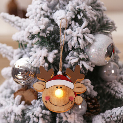 

Toponeto Christmas Glowing Wooden Pendant Christmas Tree Ornament