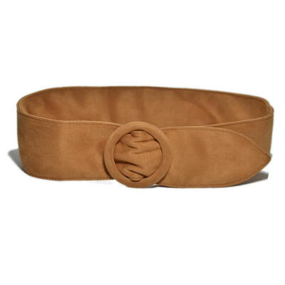 

Fashion Womens Solid Color Suede Ring Buckle Waistband Belt for Jeans Dress