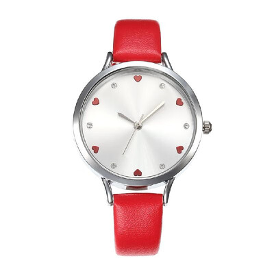 

Women Fashion Simple PU Leather Band Watch Lady Love Heart Shape Time Quartz Wrist Watch