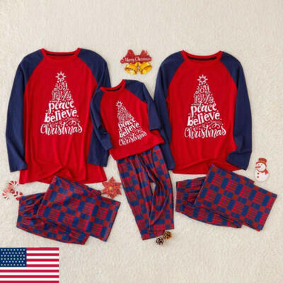 

Christmas Family Matching Pajamas Set Adult Women Kids Sleepwear Nightwear cnb