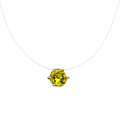

Women Round Cubic Zirconia Pendant Necklace Invisible Fishing Line Chain Jewelry